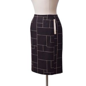 Lela Rose Brown Wool Pencil Knee Length Size 8